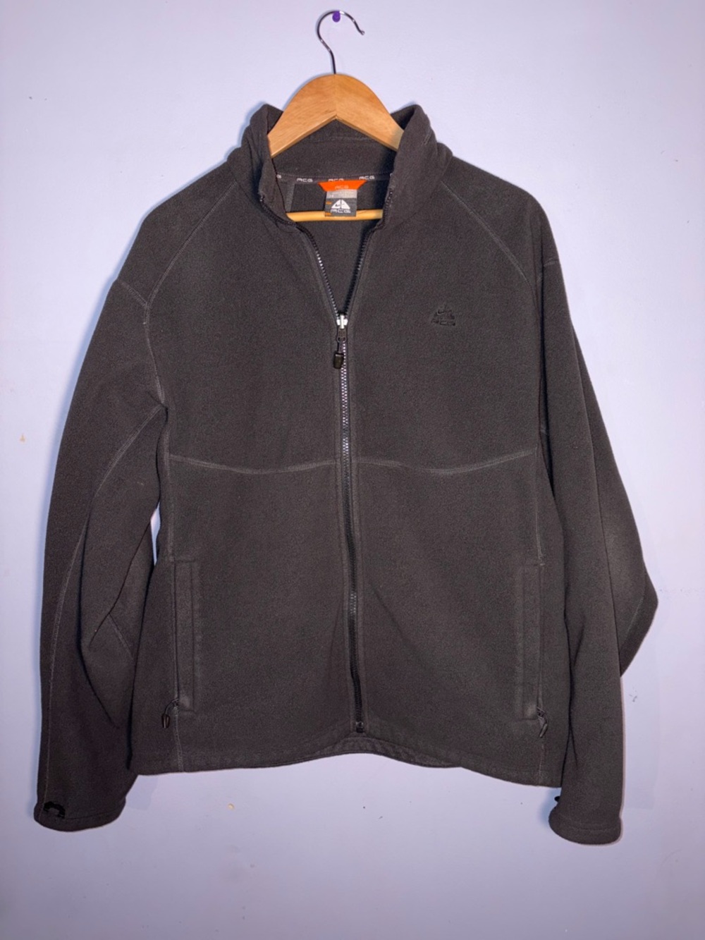 Nike ACG Charcoal Gray Fleece Jacket with Subtle Logo
